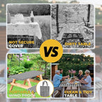 RNOONY Vinyl Fitted Picnic Table Cover with Bench Covers and Bag,8ft Outdoor Waterproof Picnic Tablecloth with Elastic Edges, 96x30 Inches 3 Pcs Set (Black Checkered)