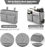 Bseash Bunk Bed Organizer, Bedside Caddy Hanging Bed Organizer Storage Bag with 4 Pockets and 2 Hooks, for College Dorm Rooms Bed, Hospital Bed, Baby Bed Rails, 600D Oxford Cloth (Gray)