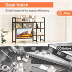 Snughome Desk Shelf, 38.6" Desktop Organizer Shelf, Desk Hutch for Computer Monitor, 4 Tier Desk Display Rack with Pegboard Hooks Set, Wood Desktop Bookshelf for Home Office Dorm