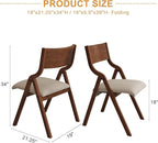Ball & Cast Upholstered Folding Chairs Set of 2,with Padded Seat,Wooden Portable Dining Chairs W/Ergonomically Designed Back and Cushion,Easy Carry,No Need to Install,for Kitchen,Office,Walnut