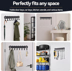 2-Pack Premium Iron Key Holder for Wall – Large Capacity & Multi-Functional, Dual Installation: Wall Mount & Adhesive, 8 Hooks Key Rack for Entryway, Kitchen, Bathroom, Office