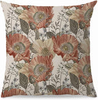 Vintage Boho Floral Pillow Covers 18x18 - Retro Bohemian Decorative Throw Pillow Covers Pillowcases for Living Room Bedroom, Floral Outdoor Pillow Covers, Cottagecore Room Decor (Double-Sided)