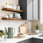Fixwal Floating Shelves for Wall, 15.7" Wood Wall Mounted Shelves for Living