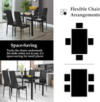 NAFORT Dining Table Set for 4, 48.5" Rectangle Tempered Glass Kitchen Room Table