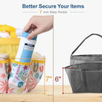 F-color Shower Caddy Portable - Mesh Shower Bag Basket Tote for College Dorm Room Essentials Bathroom Gym Camp Quick Dry for Women Men with S Hook, Yellow Beach
