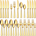 Stapava 20 Pcs Gold Silverware Set, Food-Grade Stainless Steel Flatware Sets for 4 Mirror Polished Cutlery Utensil Sets Include Dinner Knives Spoons and Forks Set Dishwasher Safe for Home Restaurant