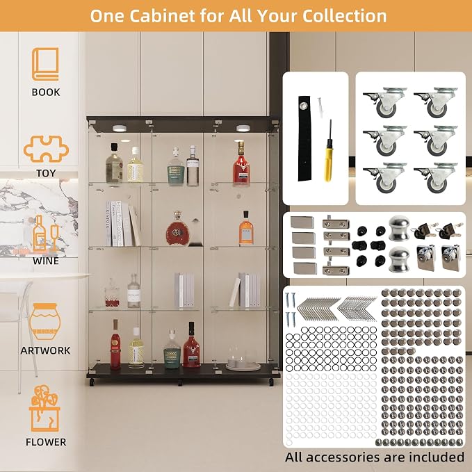 LFT HUIMEI2Y Glass Display Cabinet 12 Shelves
