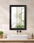 CULER Black Wood Wall Mirror for Bathroom,Rectangle 20 x 30 inch Hanging Vanity Mirrors with Wooden Frame for Living Room,Bedroom,Entryway