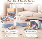 ECDYQXVU Cotton Rope Basket, Storage Baskets with Handle, 15x10x9 Inch Woven Basket for Shelves, Laundry, Towels, Clothes, Books (White/Blue 2Pack)