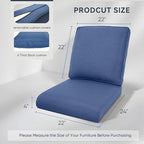Outdoor Chair Cushions for Patio Furniture - 1 Pack Outside Durable Thick Replacement Cushion 22x24 with Zipper Cover for Wicker Glider Rocking Chairs Loveseat Couch – Blue/Regular