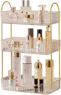 shuang qing Bathroom Counter Organizer Countertop Storage, Cosmetics Skincare Shelf, Makeup Organizer Perfume for Dresser Vanity Tray, Spice Rack for Kitchen(3 Tier-Clear)