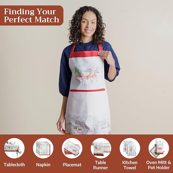 Maison d' Hermine 100% Cotton Apron for women with Pocket Kitchen Chef Apron for Men Cooking Mothers Day Gifts