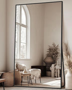 Antok Full Length Mirror, 72"x44" Floor Mirror, Floor Standing Freestanding Full Body Mirror with Stand for Bedroom, Hanging Mounted for Living Room Cloakroom, Black