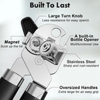 3PCS Can Opener Manual & Bottle Opener & Wine Opener, Smooth Edge Can Openers with Strong Magnet, Heavy Duty Stainless Steel Abrelatas Handheld Waiter Corkscrew - Premium Kitchen Supplies (Black)