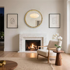 Gold Round Mirror with Beaded Frame ，Circle Antique Bathroom Vanity Mirror Decorative Wall Mirrors for Living Room,Bedroom, Entryway