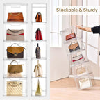 Freebat Stackable Storage Organizers, Clear Acrylic Display Case, 9-Pack Acrylic Boxes with Lids, Clear Storage Containers Storage for Handbags, Collectibles & Figures