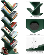 SHEEPAM 10 Tier Tree Book Shelf, Floor Standing Wood Bookshelf