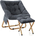 Kasunpul Comfy Saucer Chair, Foldable Living Room Chairs, Soft Faux Fur Lounge Chair for Bedroom, Reading Chairs for Adults, Teens, X-Large (Dark Grey)
