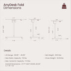 TopJob ANYDESK FOLD Mobile Standing Desk, Portable with Lockable Wheels, Foldable Stand Desk, Rolling Computer Workstations, Used for Home, Couch Side Table, Bedside Table in Bed Room Kitchen