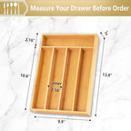 Silverware Organizer, 10 Inch Utensil Organizer Kitchen Drawer Organizer Bamboo Silverware Holder Cutlery Tray Organizer in Drawer Flatware Organizer Tray(5 slots, Natural