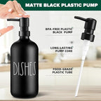 VIMERPA Hand and Dish Soap Dispenser Set, Matte Black Hands Dishes Soap Dispenser Set for Kitchen, 2 Pack Glass Soap Dispensers Set with Plastic Pump, 17 Fl Oz Refillable Liquid Soap Bottles