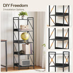 HOOBRO Bookshelf, 5-Tier Industrial Bookcase, Book Shelf Storage Organizer