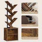 RALGEND Tree Bookshelf, 6 Tier Bookcase