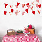 Zwiebeco 39Ft Red White Strawberry Fabric Bunting Banner Triangle Flags Party Decorations Hanging Cotton Garland Pennant for Engagement Wedding Baby Shower Birthday Home Outdoor Garden Party Decor