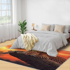6x8 Sunrise Leopard Classroom Rugs - Sunset African Savanna Playroom Rug, Wild Animal Carpet Area Rug for Girls Bedroom Kids Room Basement Office Classroom