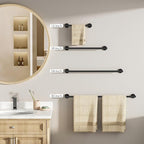 FORIOUS Towel Bar Wall Mounted, Stainless Steel Towel Racks for Bathroom 18 Inch, Includes Wall Mounting Hardware (Matte Black, Total Length 20 Inch)