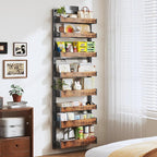 8-Tier Over The Door Pantry Organizer, Heavy-Duty Metal Wall Mount or Hanging Spice Rack, behind the door storage Shelves with Adjustable Basket, Back of Door Organizer for Kitchen Cabinet and Closet