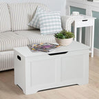 Timberer 31.5" Storage Chest, Wooden Storage Bench, Lift Top Toy Chest with 2 Safety Hinges, Large Toy Box, Entryway Shoes Bench for Living Room, Bedroom, White