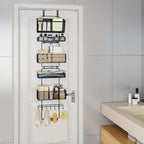 HapiRm Over Door Organizer Hanging - 6 Tier Over The Door Storage with Visual Pockets & Hooks, with 4 Metal Large Capacity Baskets for Bathroom Bedroom Kitchen Pantry Cabinet