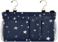 Bedside Caddy Hanging Bunk Bed Caddy Bed Organizer Hanging Pocket with 2 Hooks Bedside Storage Organizer Pocket Bag Holder Stars Dark Blue