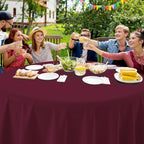 16 Pack Maroon Plastic Tablecloth for Round Tables, Premium Decorative Burgundy Disposable Table Cloths for Parties, Maroon Round Party Table Cover for Birthday Anniversary Graduation, 84 Inch