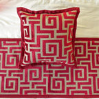 The HomeCentric King/Queen/Twin Red Decorative Queen 74"x18" Bed Runner with Pillow Cover, Maze Bed Scarf on Velvet Fabric - Path