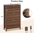 YOMILUVE Shoe Cabinet Storage for Entryway, Fluted Shoe Cabinet with 3 Flip Drawers, Hidden Shoe Rack Tall Freestanding Shoe Organizer with Legs for Hallway, Walnut