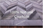Modern Design Premium Cowhide Leather Carpet with Chevron Pattern, Area Rug (Natural Multi Grey, 10x14)