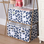 MAX Houser Fabric Storage Bins Cubes Baskets Containers with Dual Plastic Handles for Home Closet Bedroom Drawers Organizers, Flodable, Blue, Set of 4