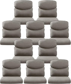 10-Piece Outdoor Patio Cushion Set - Fade & Water Resistant with Removable Olefin Cover, 22x24x4 Inch Memory Foam Cushions for Wicker Sectional Sofa – Grey/Crescent