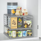 2 PACK Cabinet Organizer- Divided Compartment Holder for Foil and Plastic Wrap- Upgraded Pantry Organizers and Storage for Kitchen(Gray)