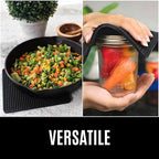 BPA-Free Soft Silicone 4 Piece Oven Mitts & Trivets Set - Ultra Heat Resistant Oven Mitts with Thick Cotton Liner - Long Slip Resistant Pot Holders, Flexible Oven Gloves - Black