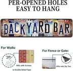 Backyard Bar Vintage Metal Tin Sign - Rustic Outdoor Wall Art for Patio, Garden, Man Cave, Pub Décor - 4x16 Inch