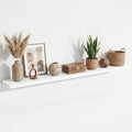 72 Inch Floating Shelves for Wall Set of 1,9.3" Deep Wall Shelves,Rustic Wood Wall Mounted Book Shelves with Invisible Brackets,Extra Long Floating Shelf for Living Room,Laundry Room,Bedroom,White