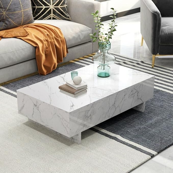 COSVALVE 41" Marble White Cool Coffee Table