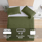 IR Imperial Rooms 8 Pack Quilt King Size Bedding (106" x 96") - Bulk Wholesale for Hotels, Guest Bedroom & Airbnbs - Lightweight Microfiber Reversible Embossed Quilts Bedspread (Olive Green)