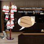 Coat Racks Free Standing with 14 Hooks, Natural Wood Coat Rack with Solid Round Base, Adjustable Height Coat Racks, Easy Assembly for Hallway, Bedroom and Office (Begonia color)