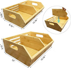 2-Pack Stackable Vegetable Storage Bins, Kitchen and Pantry Organizers and Storage Baskets, for Fruit, Vegetable, Produce, Bread, Potato Onion and Snacks, Bamboo Kitchen Storage Containers