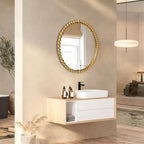Gold Round Mirror with Beaded Frame ，Circle Antique Bathroom Vanity Mirror Decorative Wall Mirrors for Living Room,Bedroom, Entryway