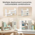 Desktop Shelves, Adjustable White Bookshelf Desktop Organizer and Desktop Storage